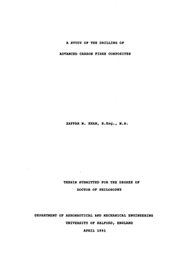 A Study of the Drilling of Advanced Carbon Fibre