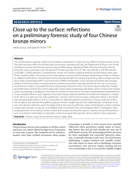 Reflections on a Preliminary Forensic Study of Four Chinese Bronze Mirrors