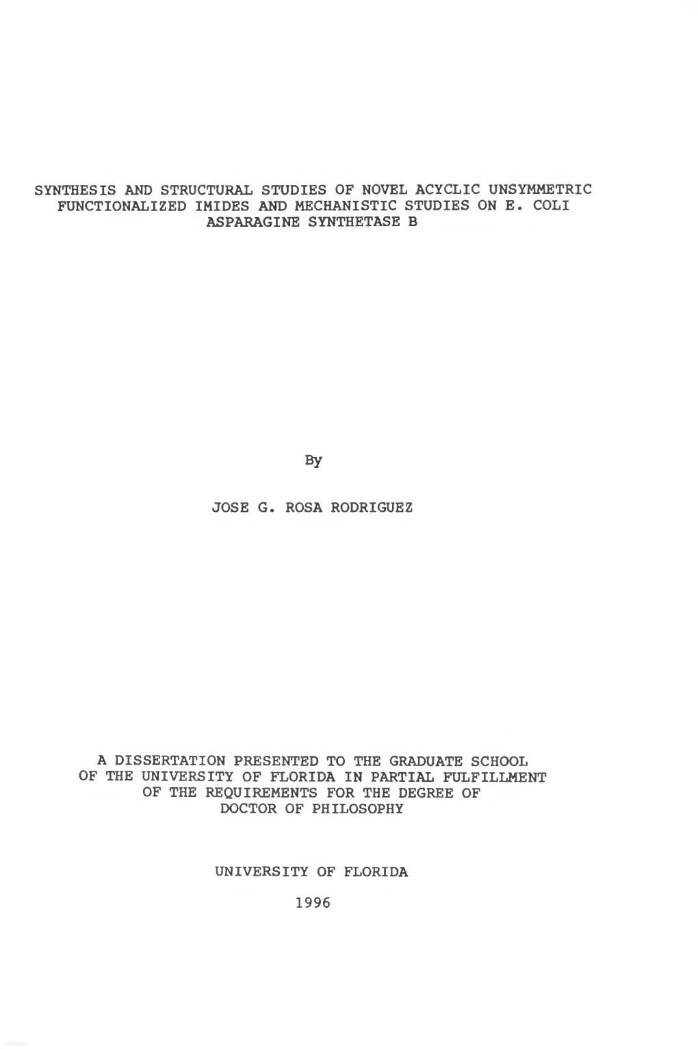 Synthesis and Structural Studies of Novel Acyclic Unsymmetric Functionalized Imides and Mechanistic Studies on E