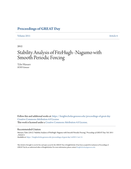Stability Analysis of Fitzhughâ•Finagumo With