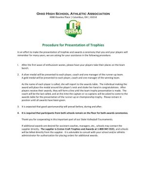 Procedure for Presentation of Trophies