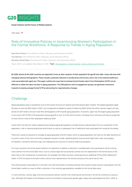 Role of Innovative Policies in Incentivizing Women's Participation in the Formal Workforce: a Response to Trends in Aging Popu