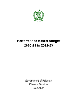 Performance Based Budget 2020-21 to 2022-23