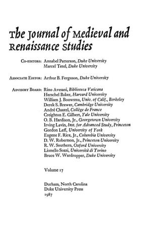 The Journal of Medieval and Renaissance Studies