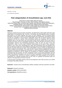 Pest Categorisation of Arceuthobium Spp. (Non-EU)