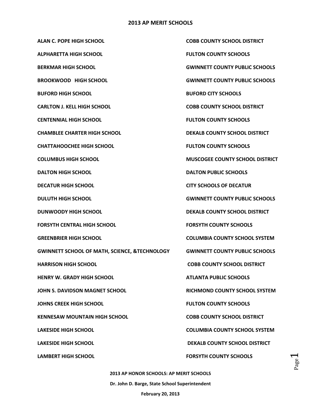 2013 Ap Merit Schools