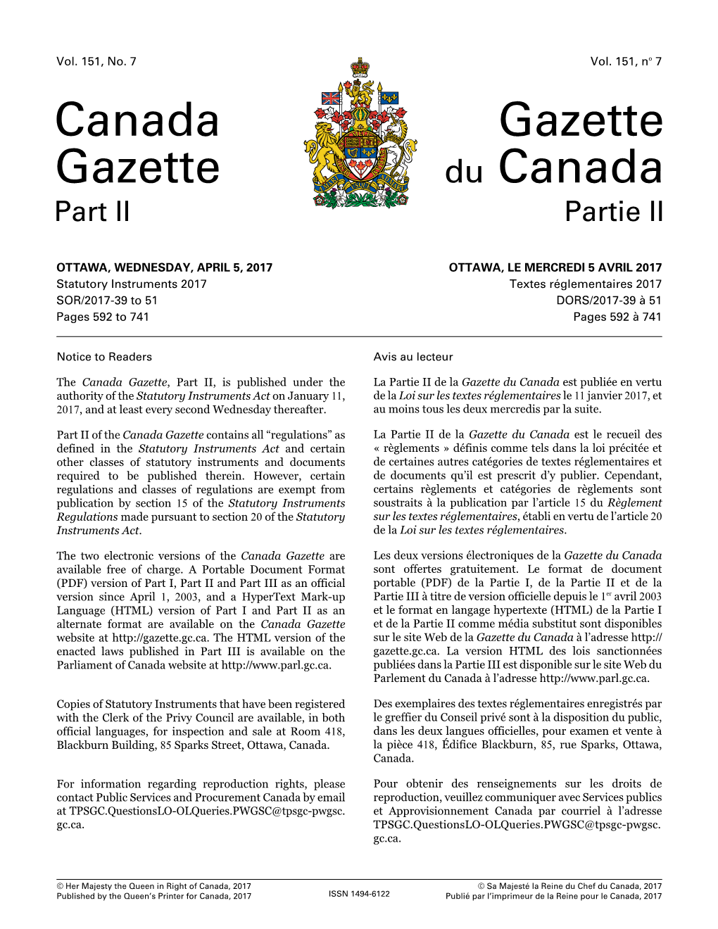 Canada Gazette, Part II