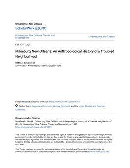 Milneburg, New Orleans: an Anthropological History of a Troubled Neighborhood