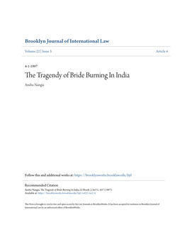 The Tragendy of Bride Burning in India, 22 Brook