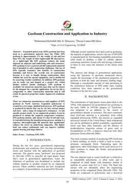 Geofoam Construction and Application to Industry