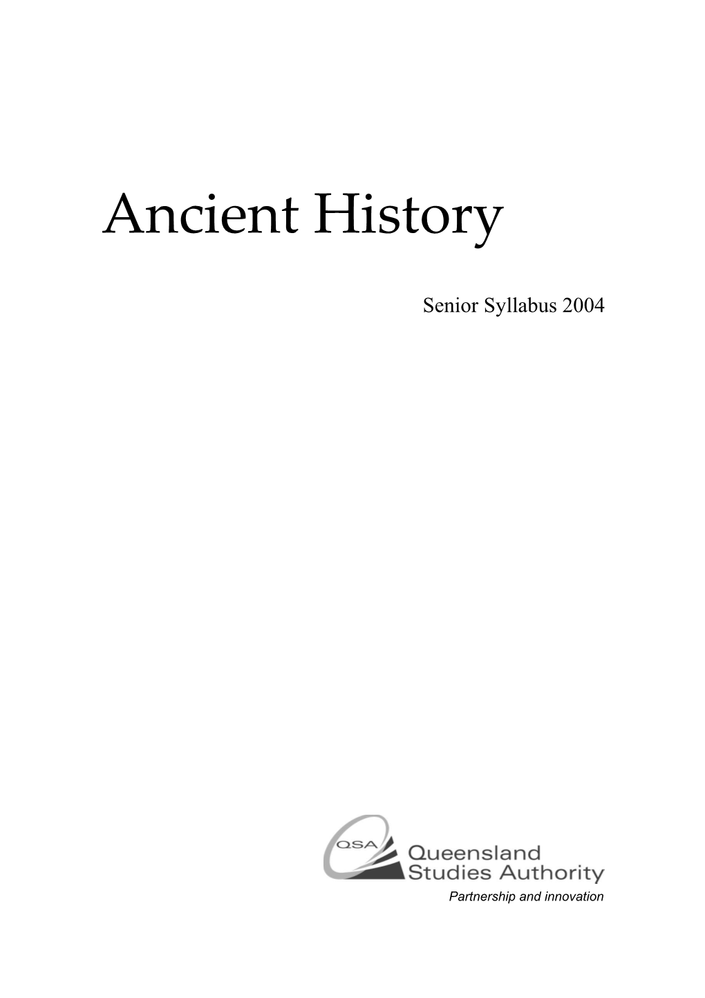 Ancient History (2004) Senior Syllabus