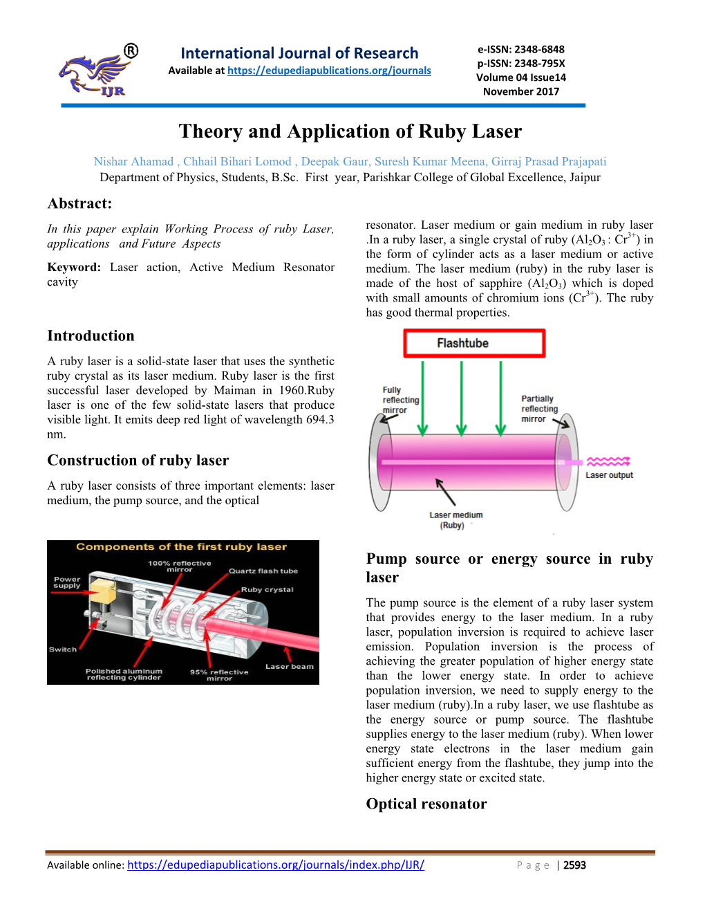 Theory and Application of Ruby Laser