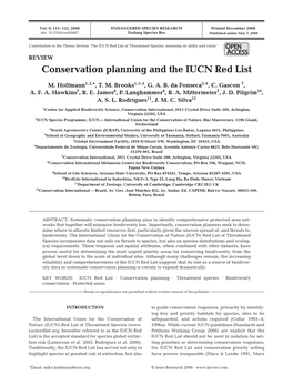 Conservation Planning and the IUCN Red List