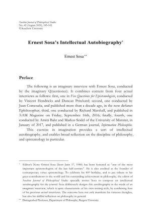 Ernest Sosa's Intellectual Autobiography