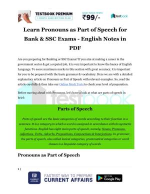 Learn Pronouns As Part of Speech for Bank & SSC Exams