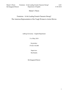 Master's Thesis Feminism – Is the Leading Female Character Strong?