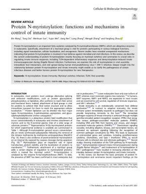 Protein N-Myristoylation: Functions and Mechanisms in Control of Innate Immunity