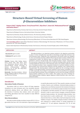 Structure-Based Virtual Screening of Human Β-Glucuronidase Inhibitors