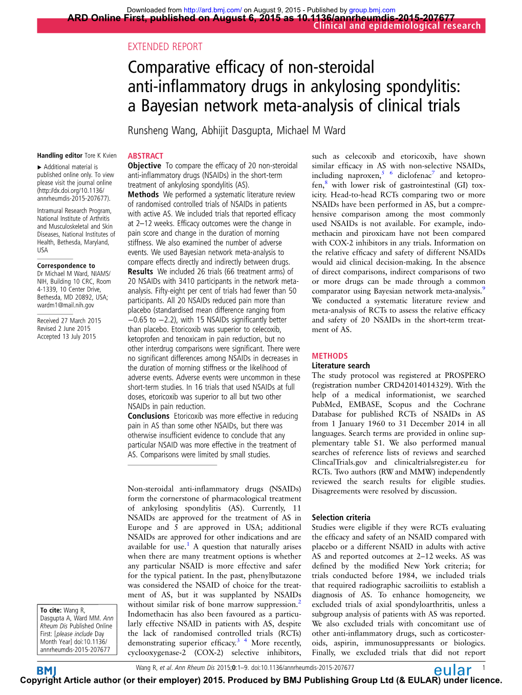 Comparative Efficacy of Non-Steroidal Anti-Inflammatory Drugs In