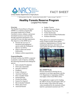 HFRP in South Carolina-Longleaf Pine Habitat Factsheet