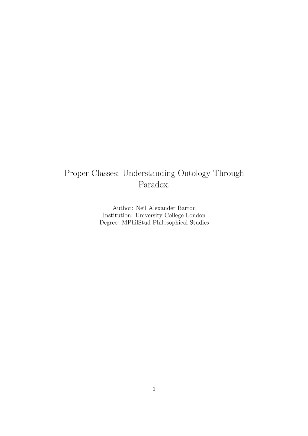 Proper Classes: Understanding Ontology Through Paradox