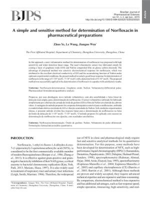 A Simple and Sensitive Method for Determination of Norfloxacin in Pharmaceutical Preparations