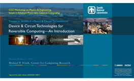 Device & Circuit Technologies for Reversible Computing—An Introduction