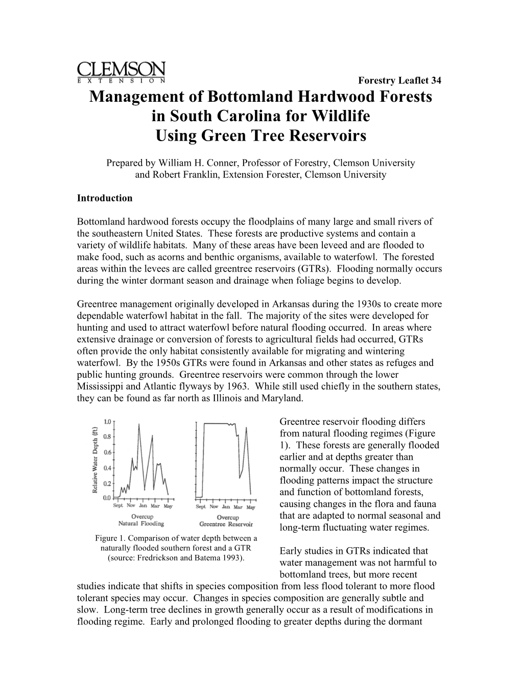 Management of Bottomland Hardwood Forests in South Carolina for Wildlife Using Green Tree Reservoirs