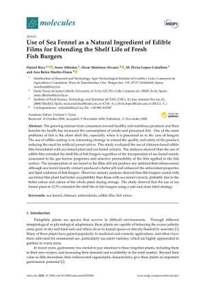 Use of Sea Fennel As a Natural Ingredient of Edible Films for Extending the Shelf Life of Fresh Fish Burgers