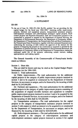 Capital Budget Project Itemization Act for 1994-1995