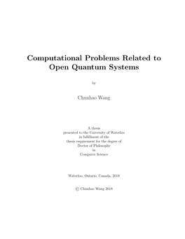 Computational Problems Related to Open Quantum Systems