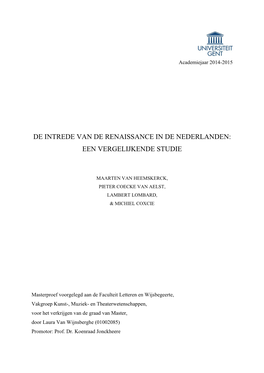 De Intrede Van De Renaissance in De Nederlanden: Een Vergelijkende Studie