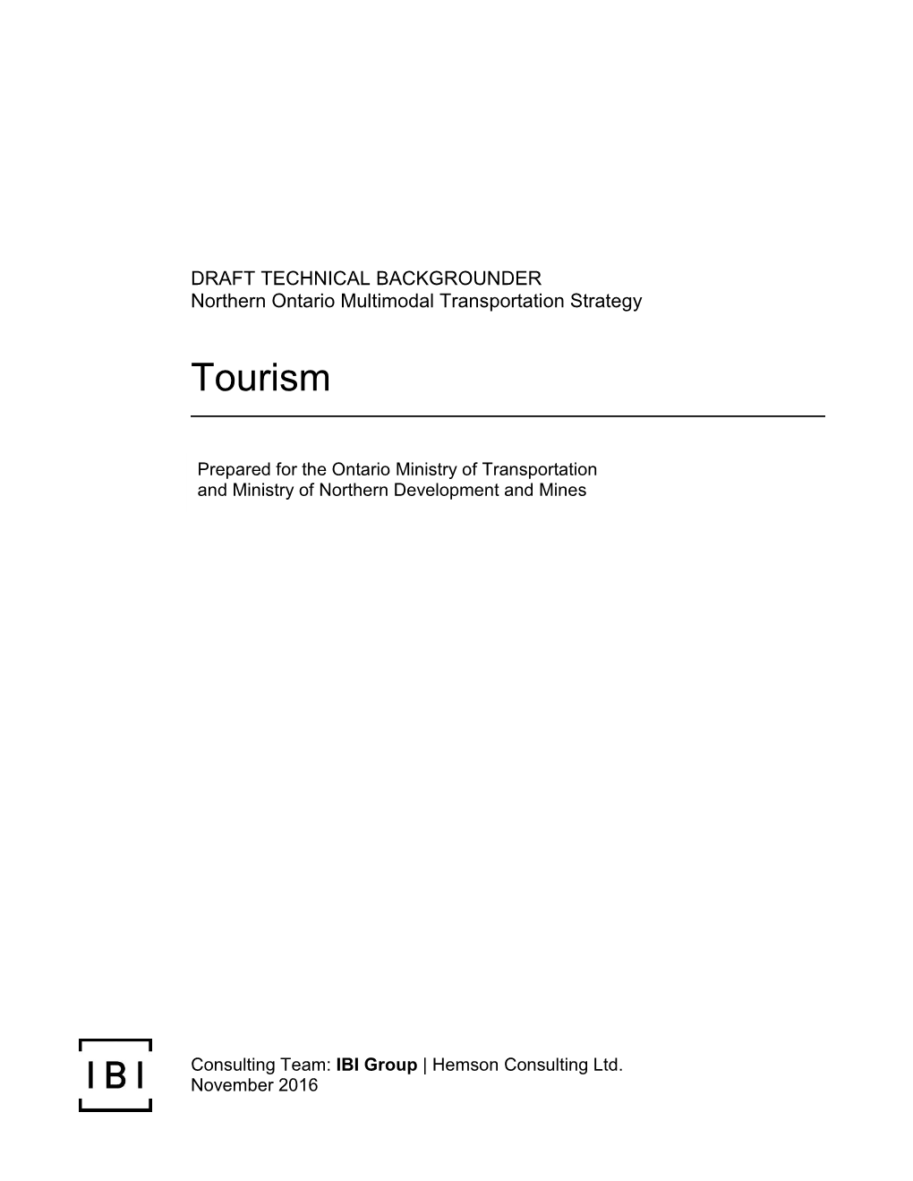 Tourism Draft Technical Backgrounder