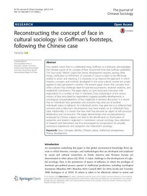 Reconstructing the Concept of Face in Cultural Sociology: in Goffman's Footsteps, Following the Chinese Case