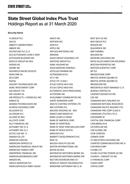 Holdings Report As at 31 March 2020