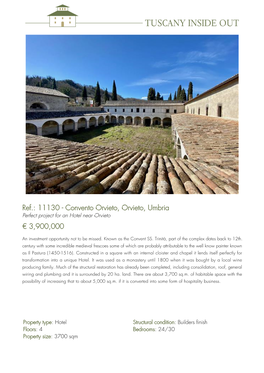 11130 - Convento Orvieto, Orvieto, Umbria Perfect Project for an Hotel Near Orvieto