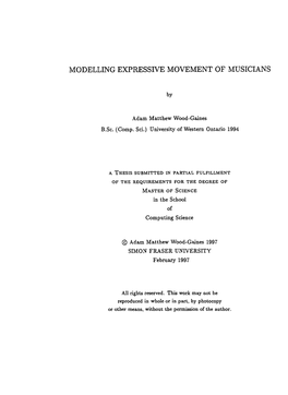 Modelling Expressive Movement of Musicians