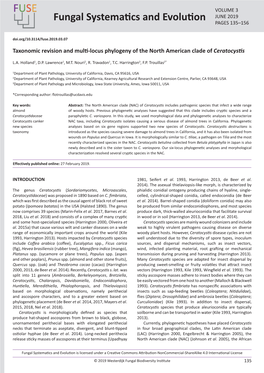 Taxonomic Revision and Multi-Locus Phylogeny of the North American Clade of Ceratocystis