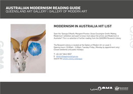 Australian Modernism Reading Guide Queensland Art Gallery | Gallery of Modern Art