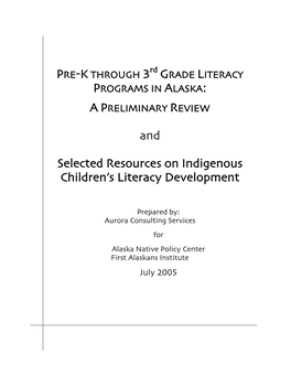 And Selected Resources on Indigenous Children's Literacy
