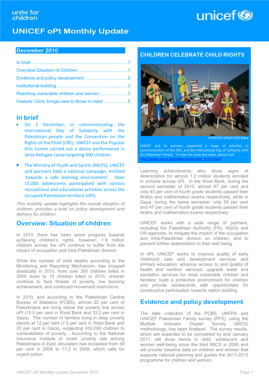 Situation of Children Evidence and Policy Development