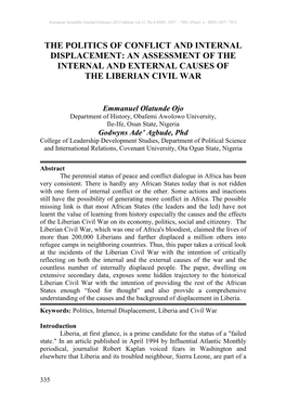 An Assessment of the Internal and External Causes of the Liberian Civil War