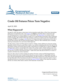 Crude Oil Futures Prices Turn Negative