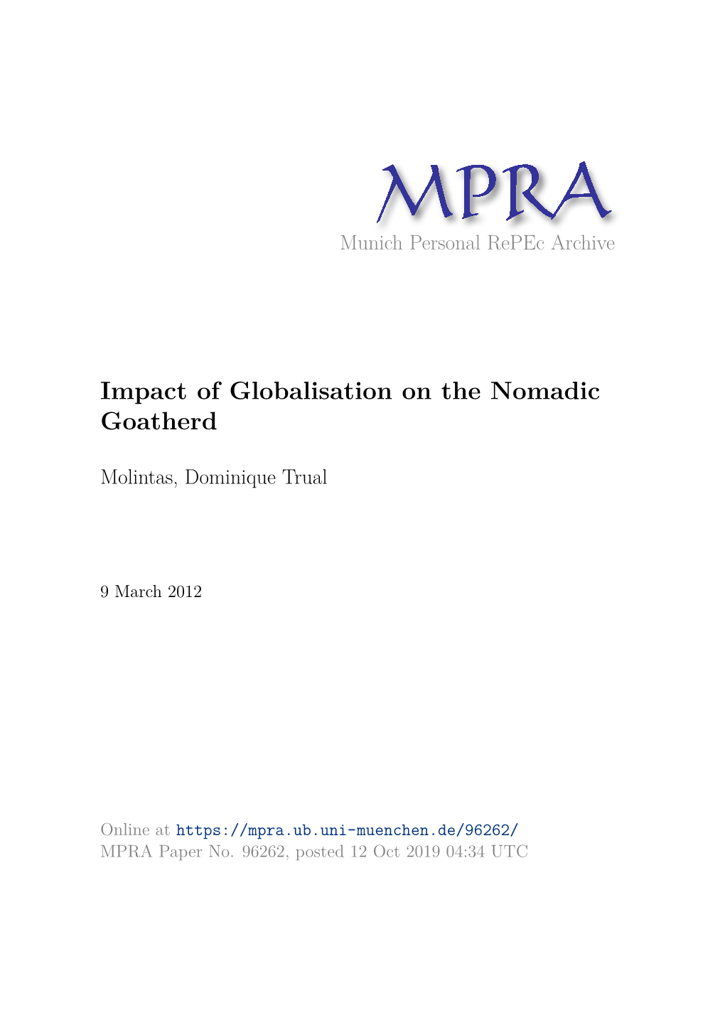 Impact of Globalisation on the Nomadic Goatherd