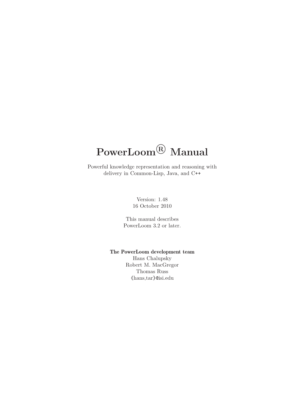 Powerloom Manual