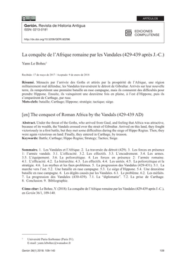 La Conquête De L'afrique Romaine Par Les Vandales (429-439 Après J.-C.)
