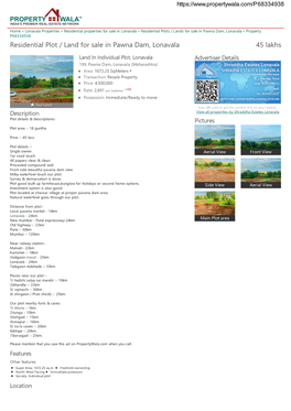 Residential Plot / Land for Sale in Pawna Dam, Lonavala (P68334938