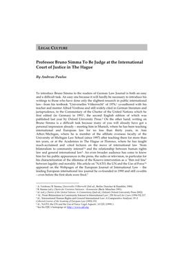 Professor Bruno Simma to Be Judge at the International Court of Justice in the Hague
