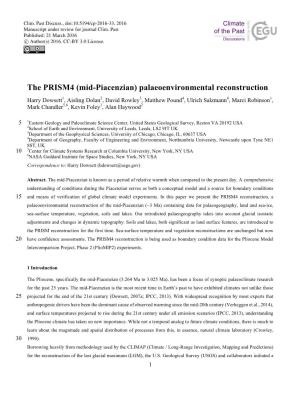 The PRISM4 (Mid-Piacenzian) Palaeoenvironmental Reconstruction
