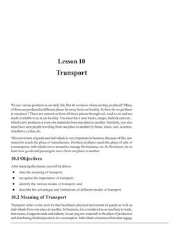 Lesson 10 Transport